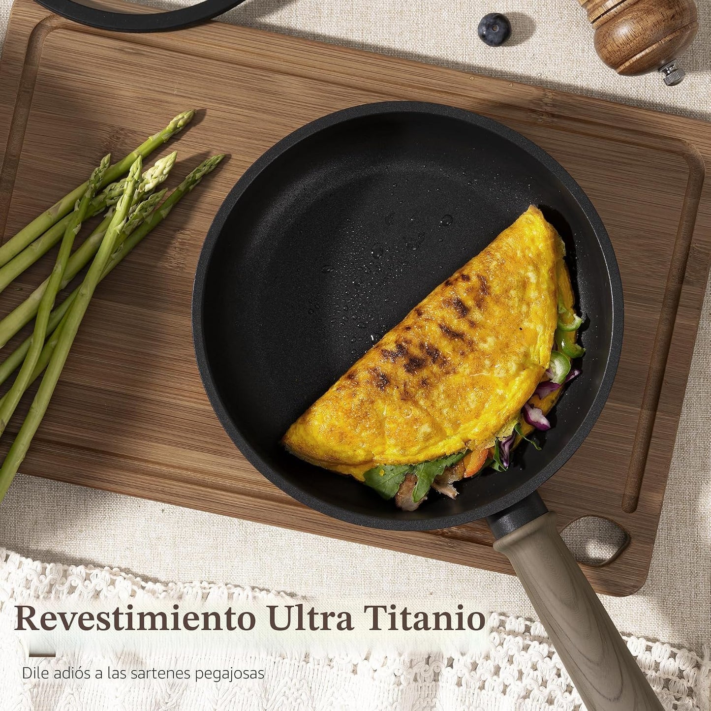 Astercook - Juego de ollas y sartenes antiadherentes, juego de uten...