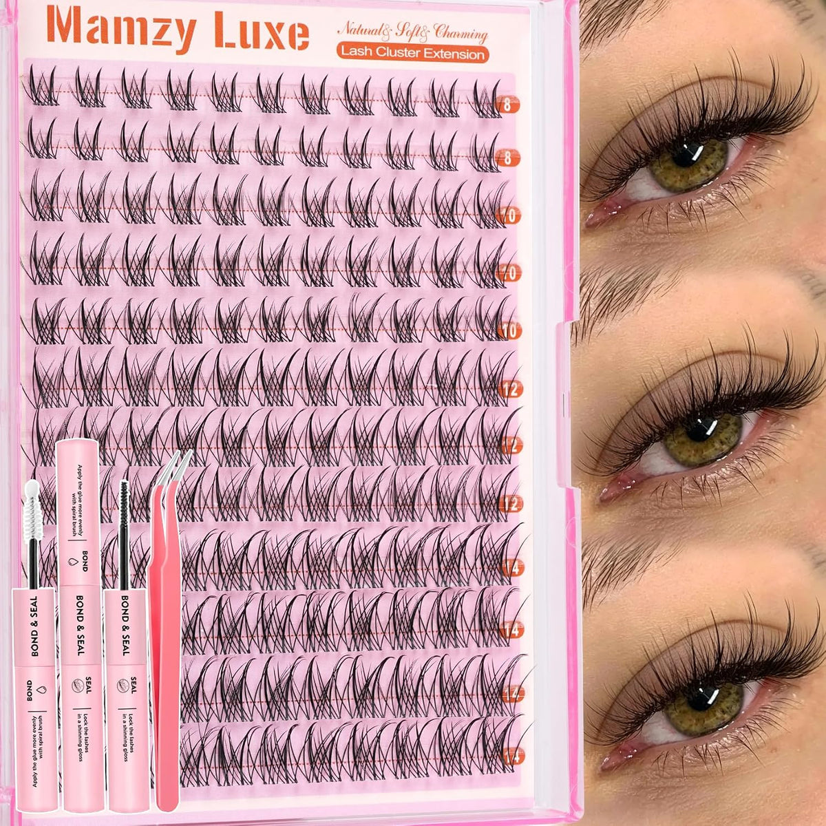 Kit de racimos de pestañas de manga Wispy de 0.315-0.551 in, kit de...
