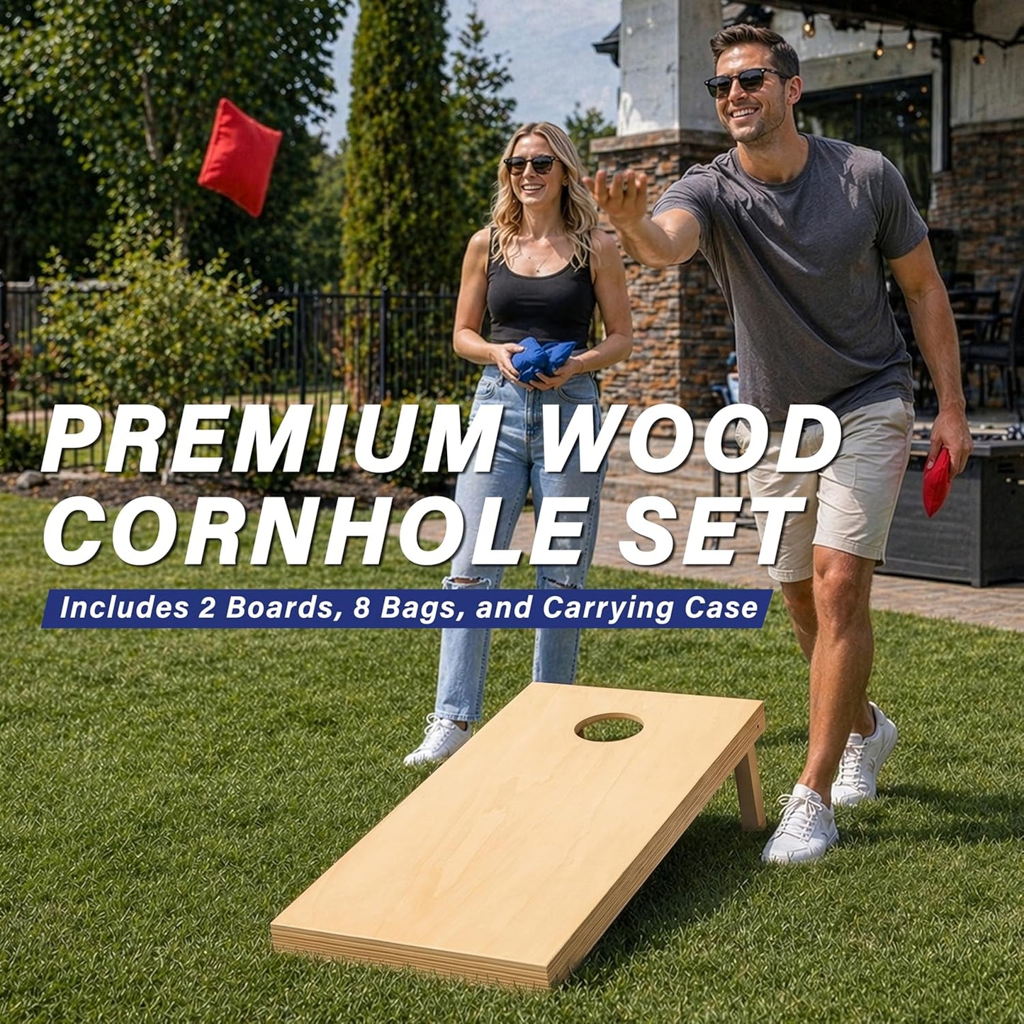 GoSports - Juegos de Cornhole de madera maciza de primera calidad -...