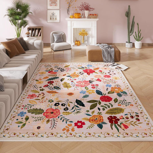 Rugcomf Alfombra de sala de estar, 5 x 7, lavable a máquina, bohemi...
