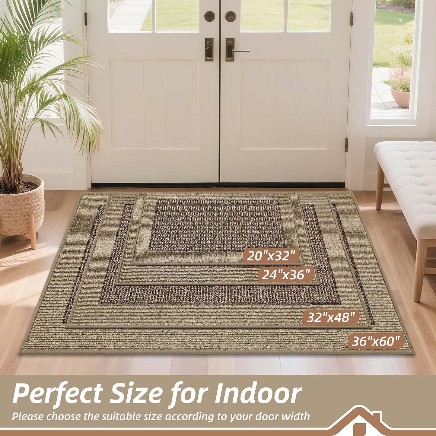 BEQHAUSE - Tapete para puerta de interior de 36 x 60 pulgadas, felp...