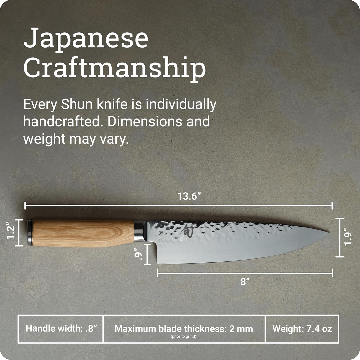 Shun Premier Blonde - Cuchillo de chef de 8 pulgadas, cuchillo de c...