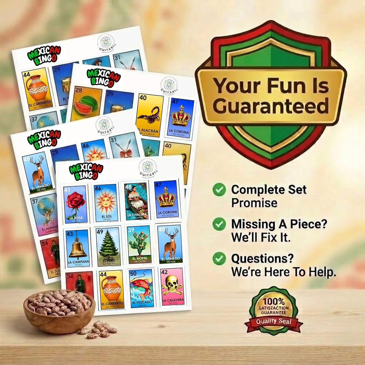 Cuitáxi Juego de bingo mexicano con 100 fichas de bingo para 20 jug...
