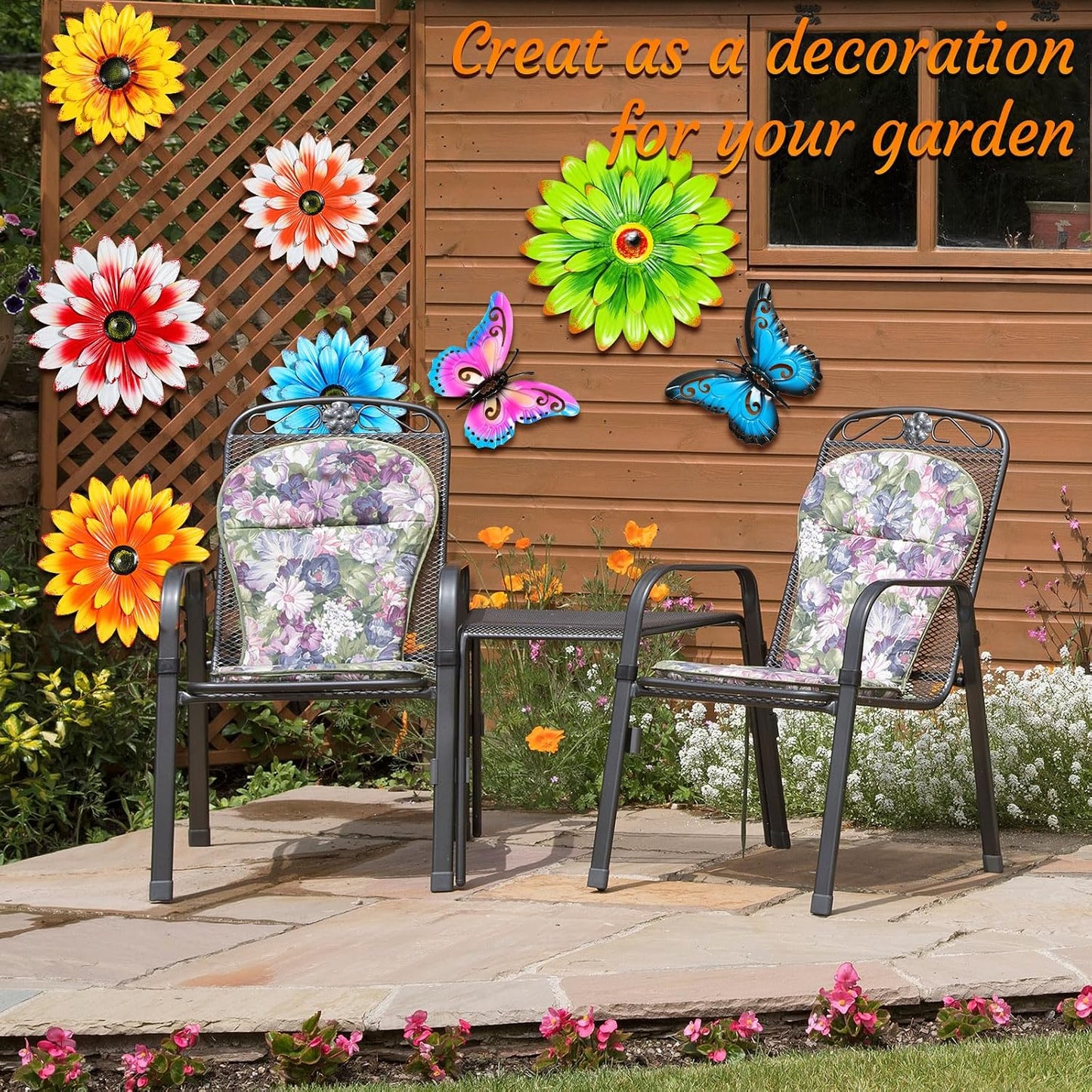 Gisafai Paquete de 10 decoraciones de pared de metal con flores par...