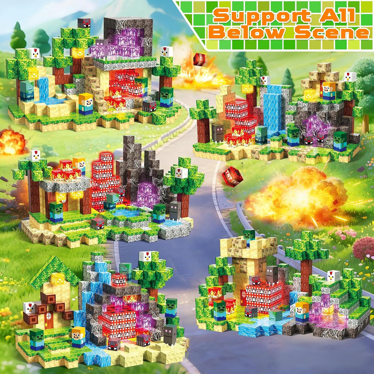 400 bloques magnéticos con bloques iluminados, juego de bloques de...