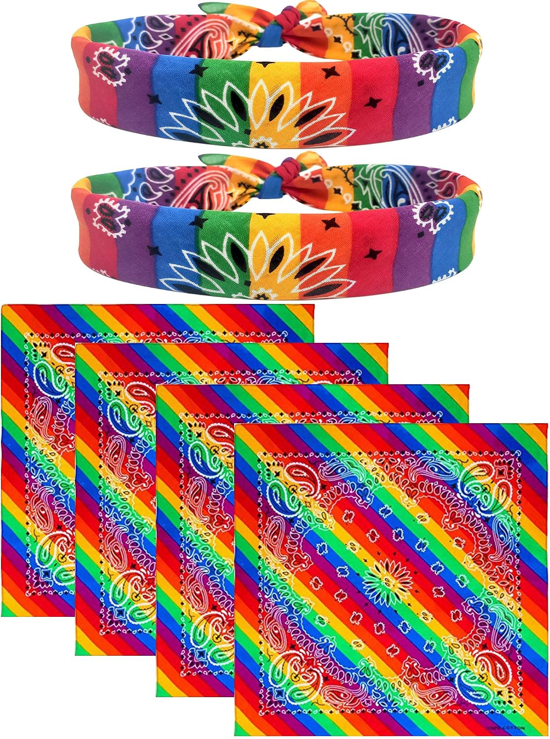 Aflyu 6 unidades Rainbow Pride Bandana Orgullo Gay LGBTQ Bandana Di...