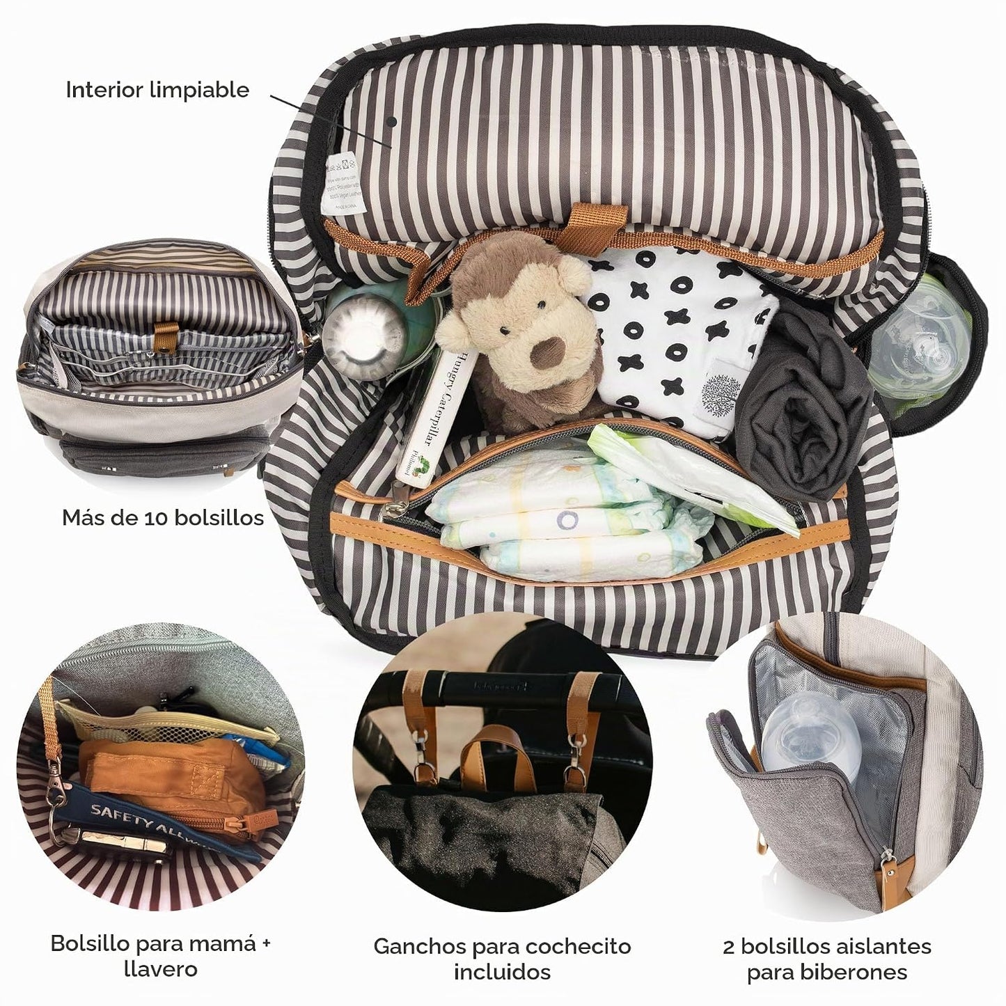 Parker Baby Co. Mochila para pañales - Bolsa de pañales grande con...