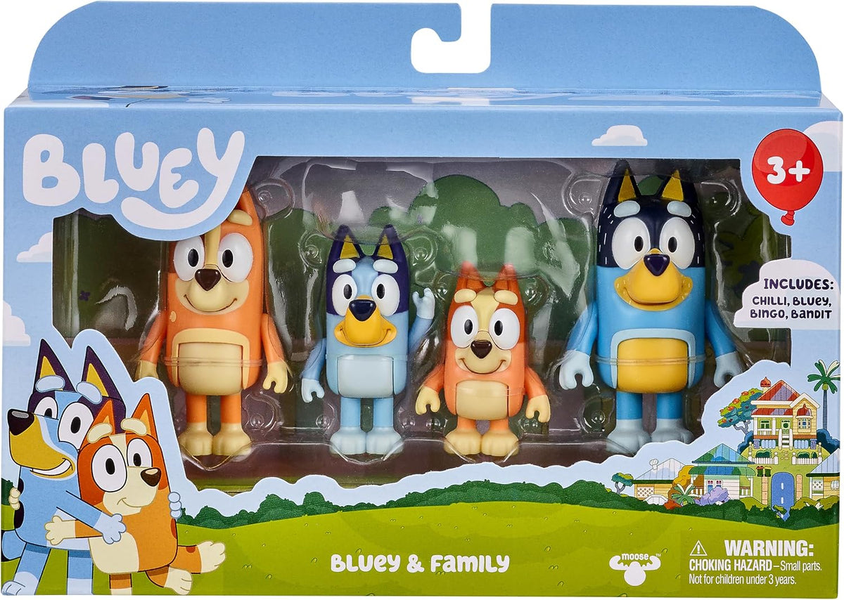 Bluey and Family - Paquete de 4 figuras de 2.5-3 pulgadas posables...