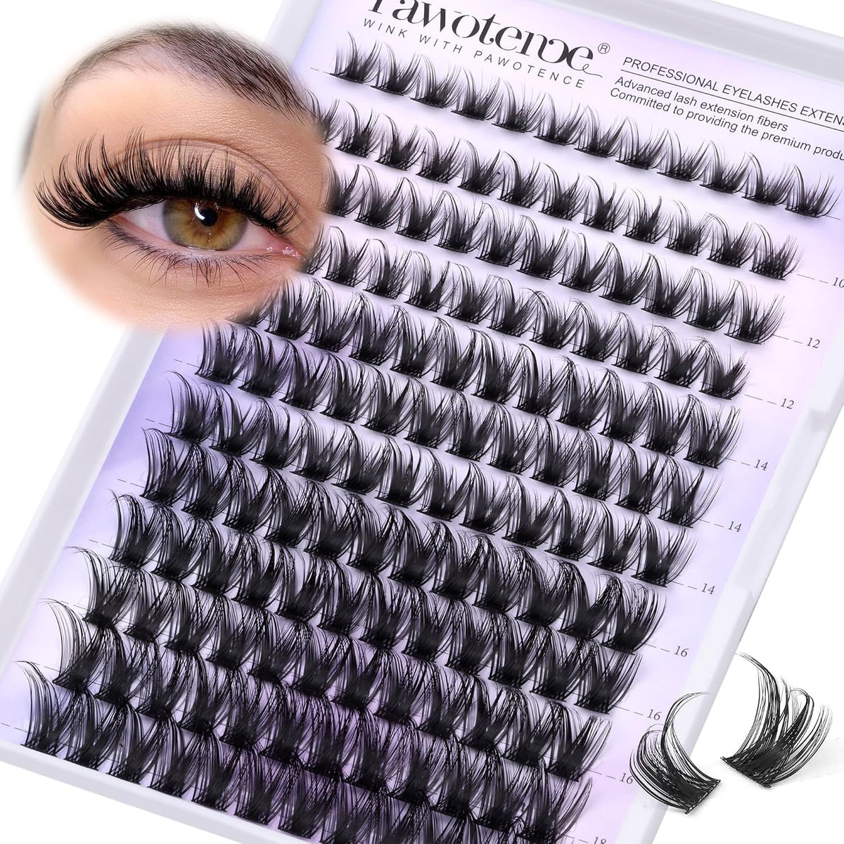 Pawotence Extensiones de pestañas en racimo Wispy Kira de 0.39 a 0....