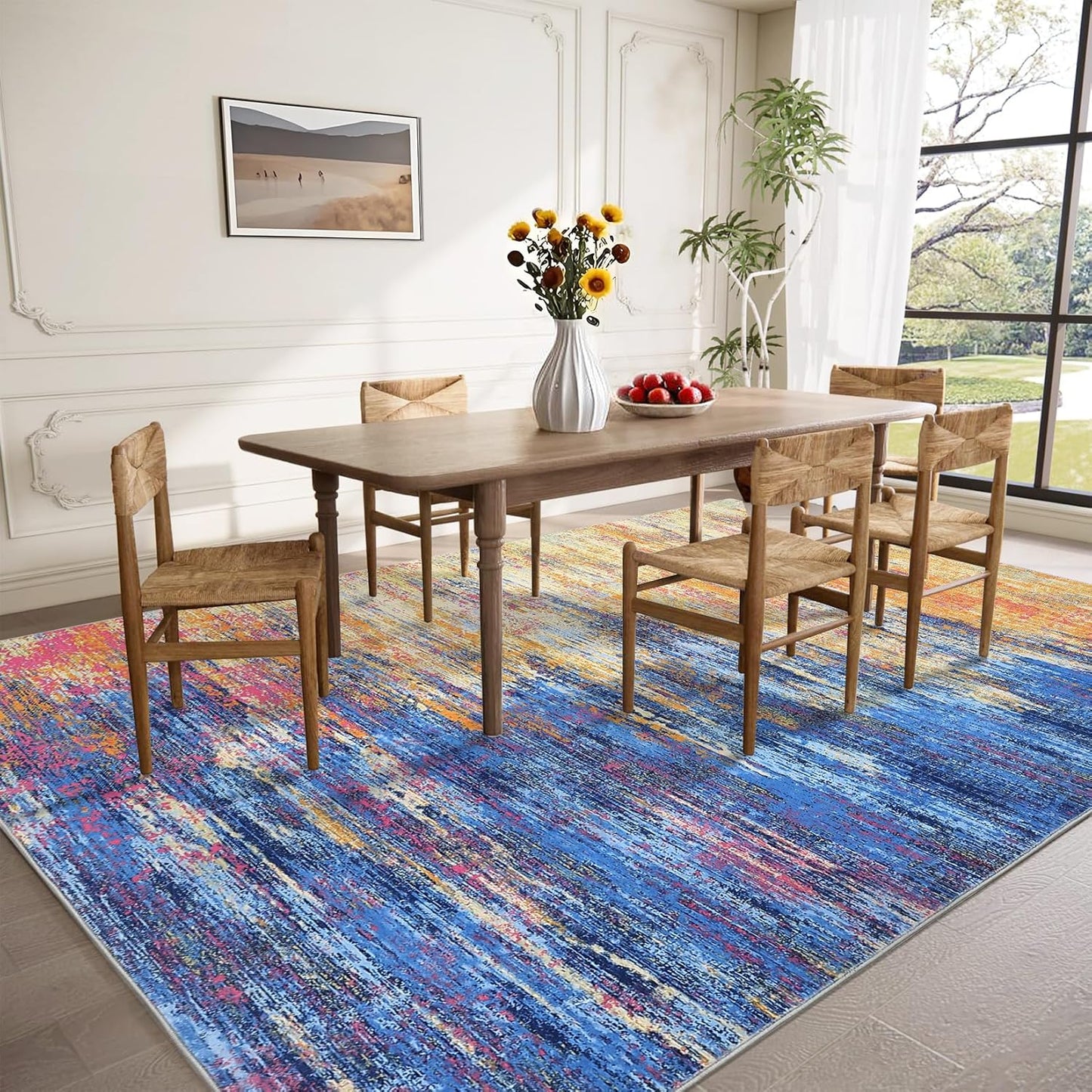 ROYHOME - Alfombra moderna y abstracta para sala de estar de 8 x 10...