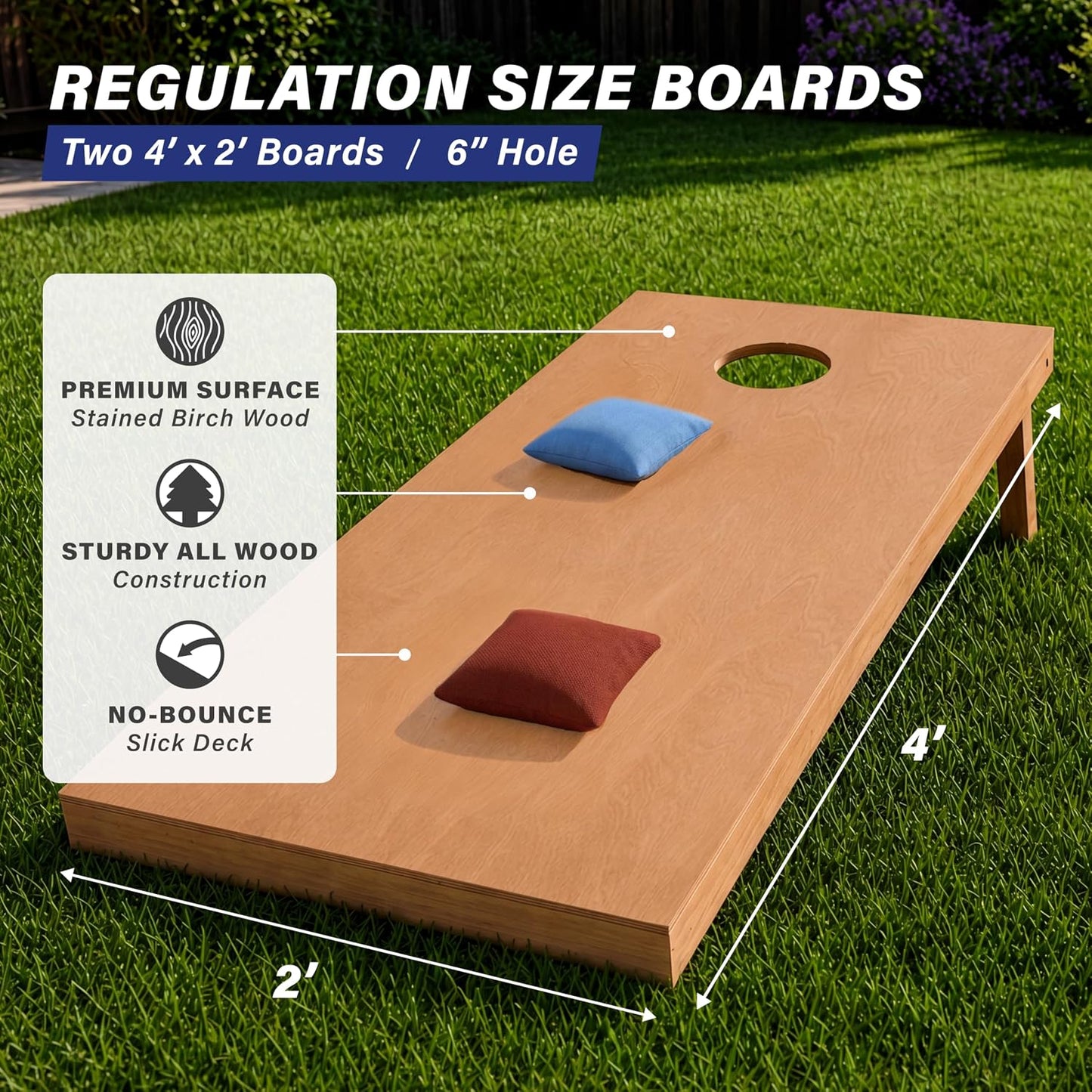 GoSports Juego de tablas de cornhole de madera de tamaño reglamenta...