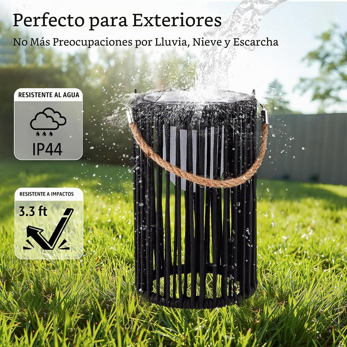 TRIROCKS Juego de 2 lámparas de mesa solar para exteriores, lámpara...