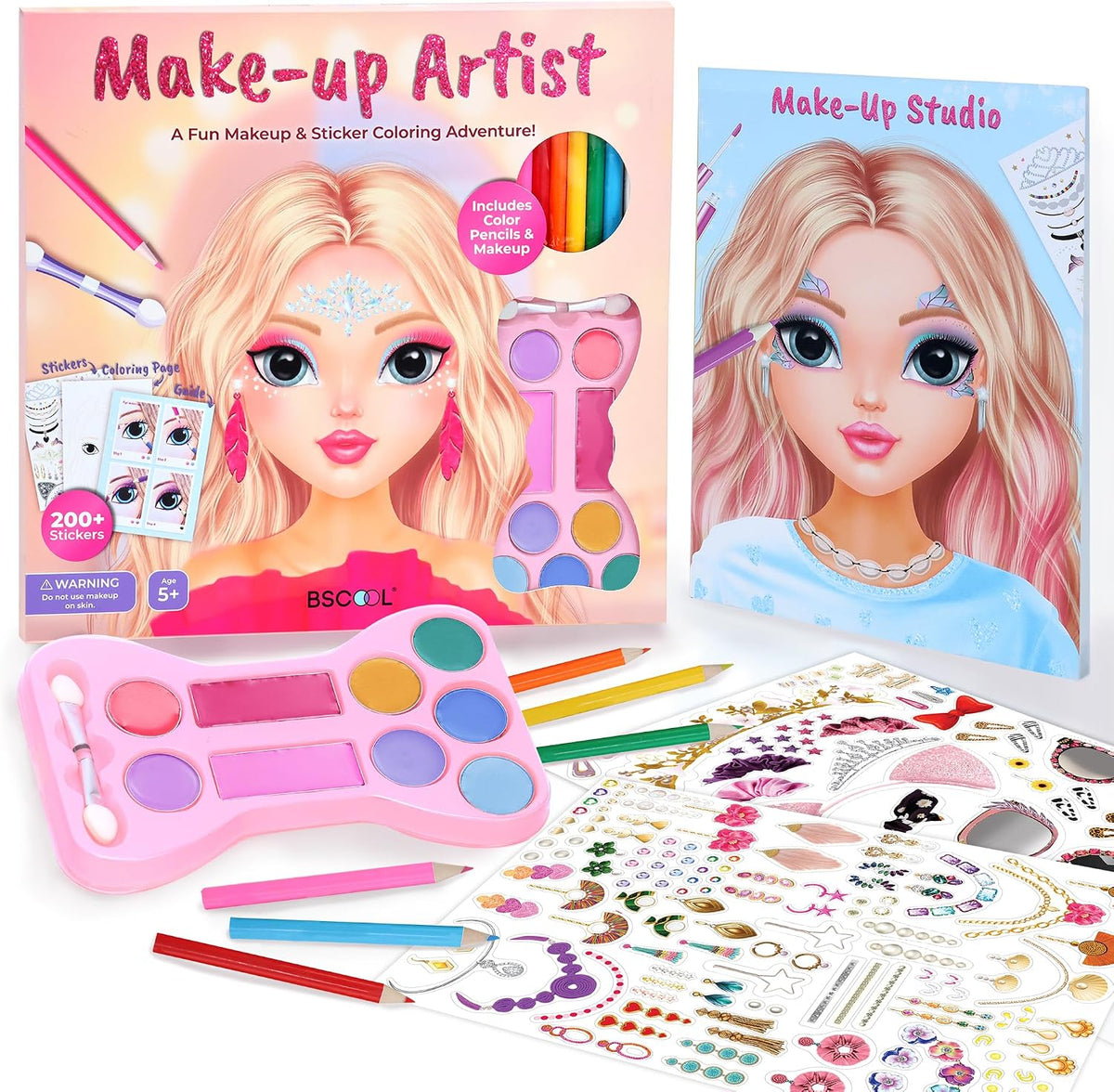 BSCOOL Artista de maquillaje. Maquillaje divertido 3 en 1, calcoman...