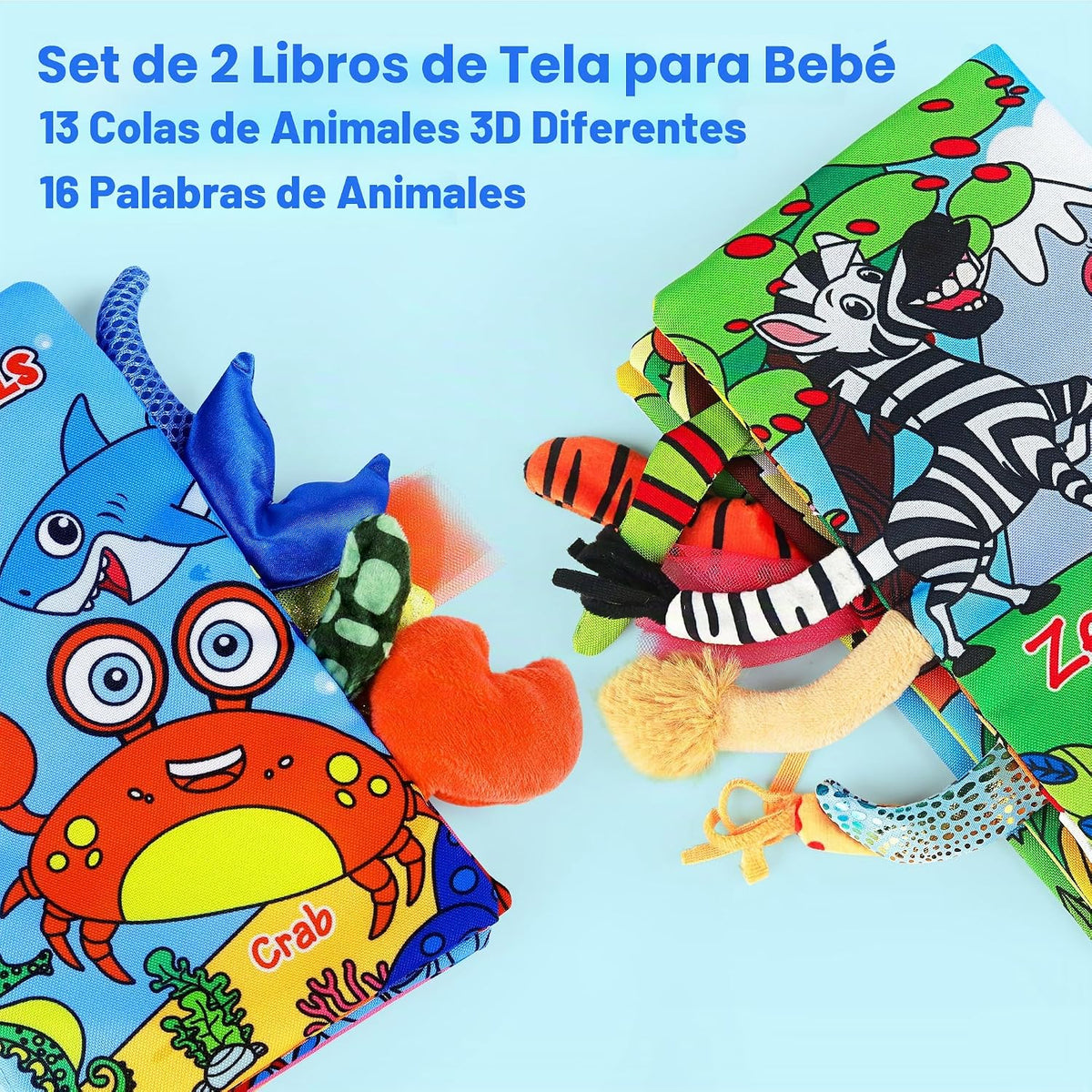 Helsort 2 piezas de libros de tela arrugada - Juguetes sensoriales...
