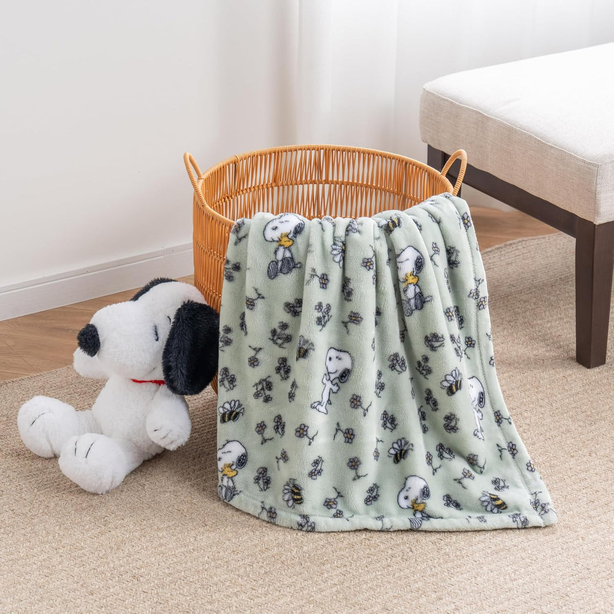 Manta de lana Berkshire Blanket Peanuts® VelvetLoft® Caracteres lin...