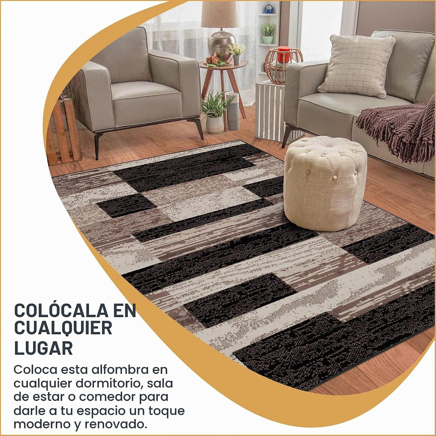 Superior Alfombra de área para interiores, respaldo de yute, decora...