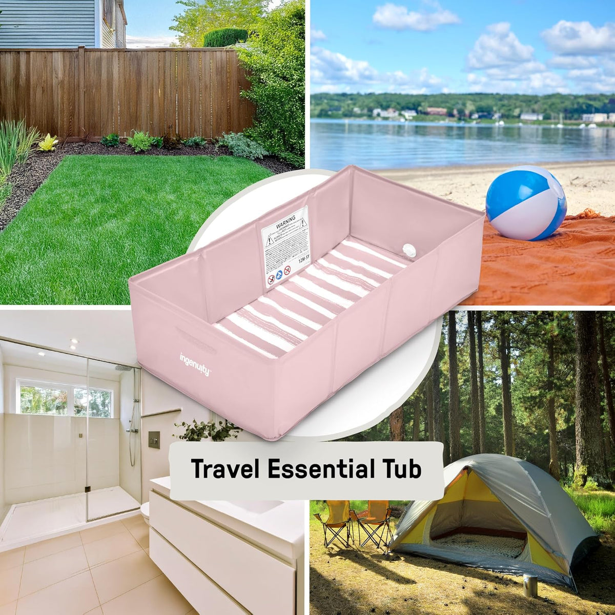 Ingenuity Tuckaway - Bañera plegable para niños pequeños, convierte...
