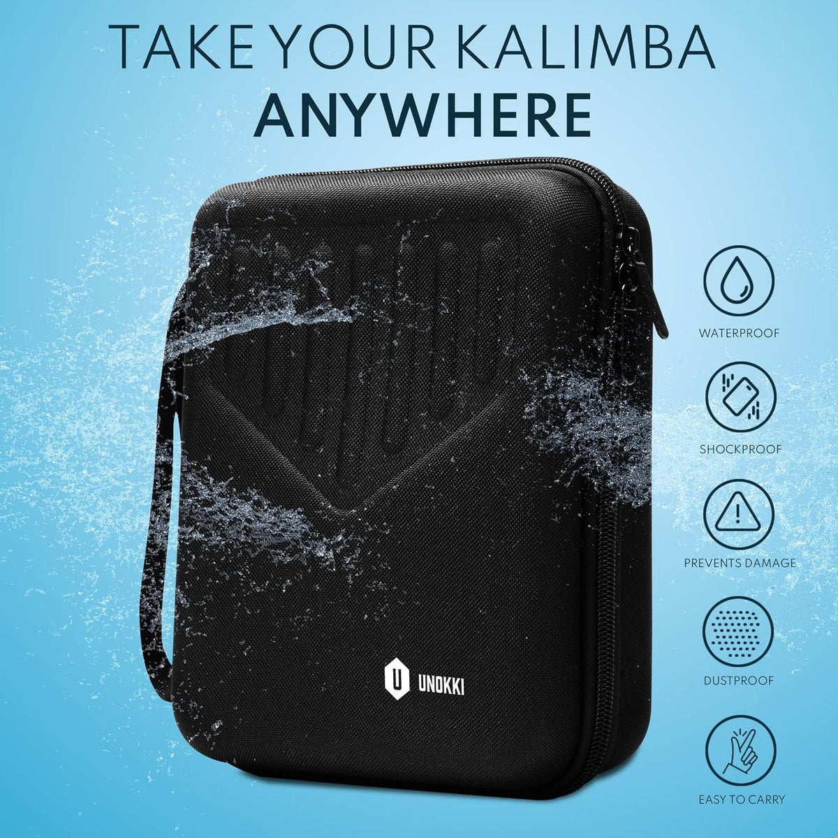 UNOKKI Kalimba de 17 teclas con estuche, funda rígida impermeable,...