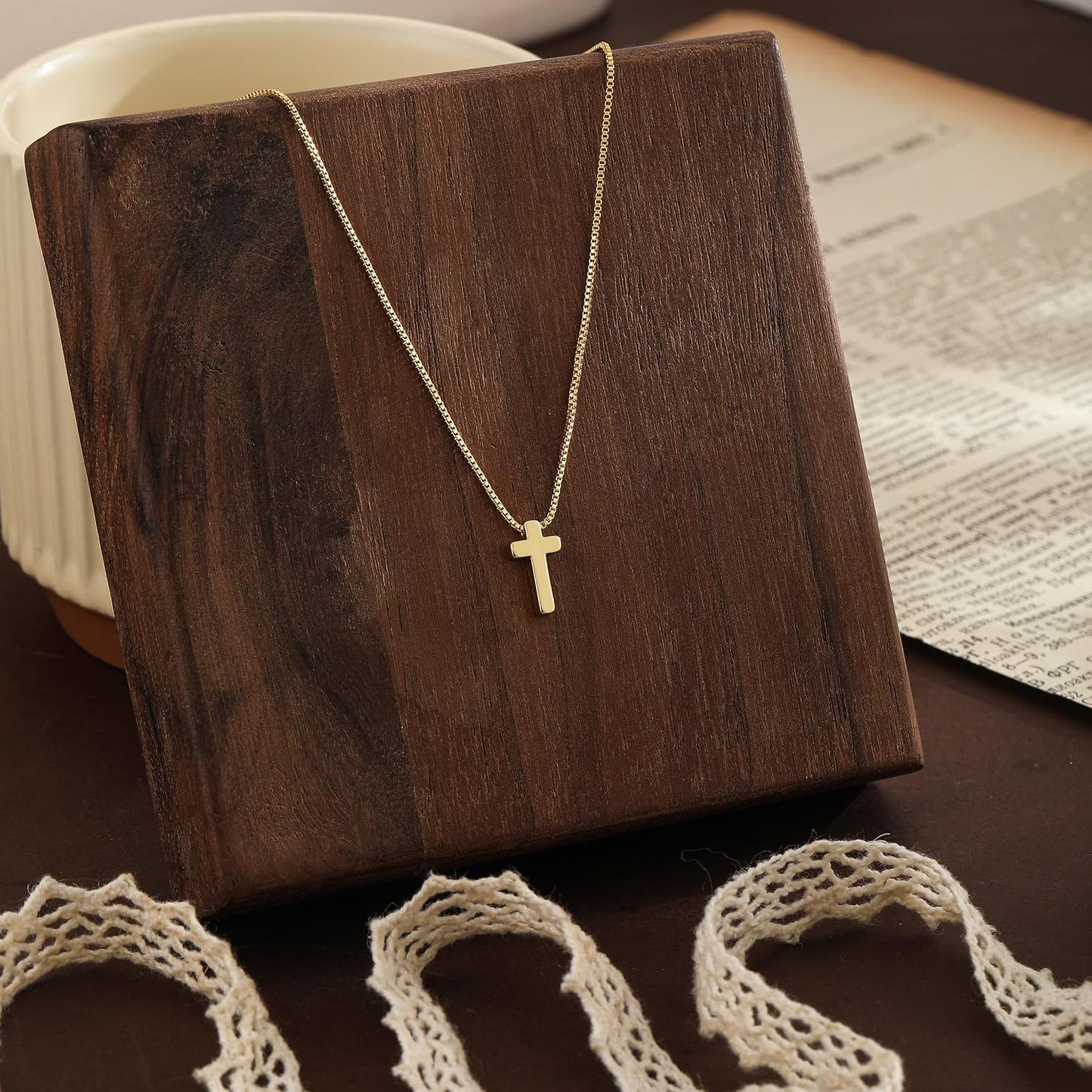 JIKASI Collar de cruz para mujer, chapado en oro o plata de 14 quil...
