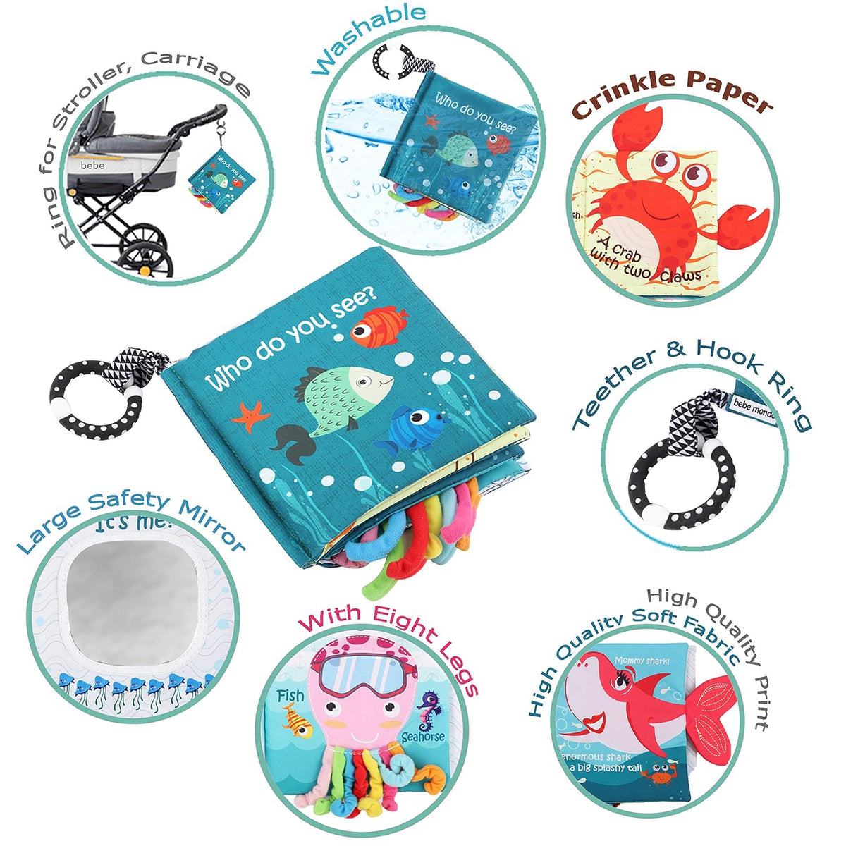 Fish Baby Crinkle Books &amp; Farm Baby Toy para bebés recién nacid...