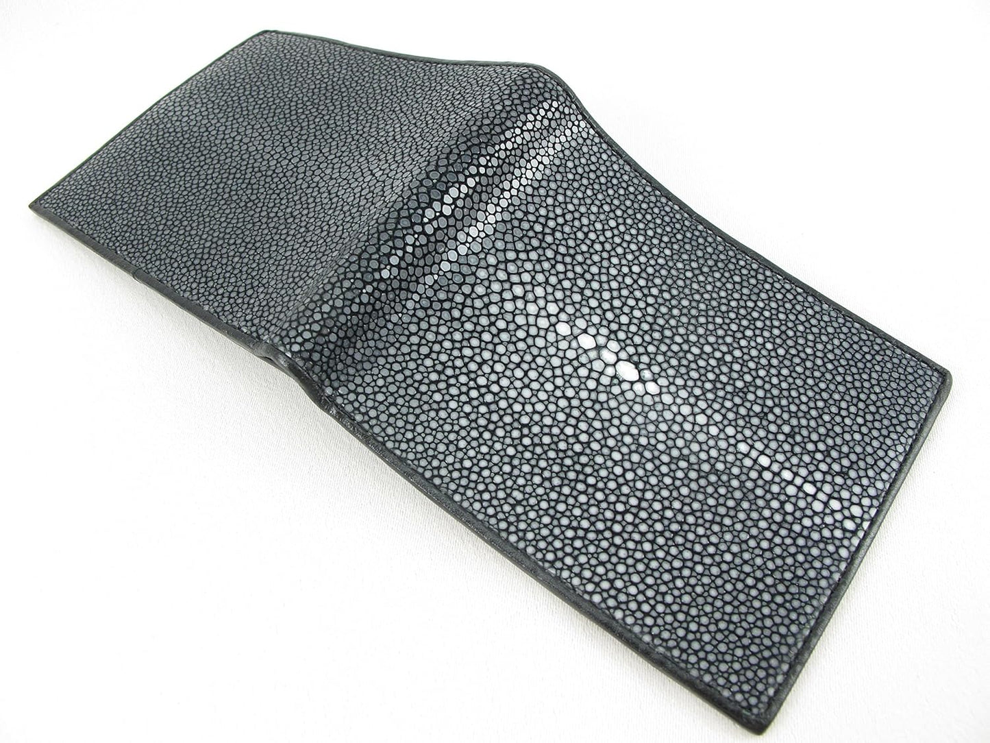 Pelgio Genuino Pulido Stingray Shagreen Piel Cuero Bifold Wallet (n...