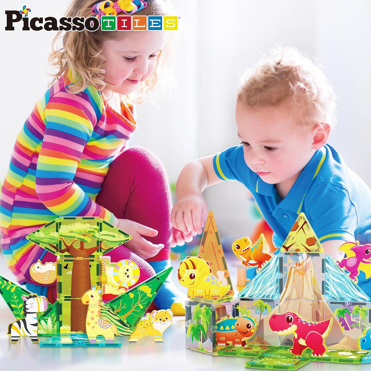 PicassoTiles PTQ28 - Juego de azulejos magnéticos, bloques de const...