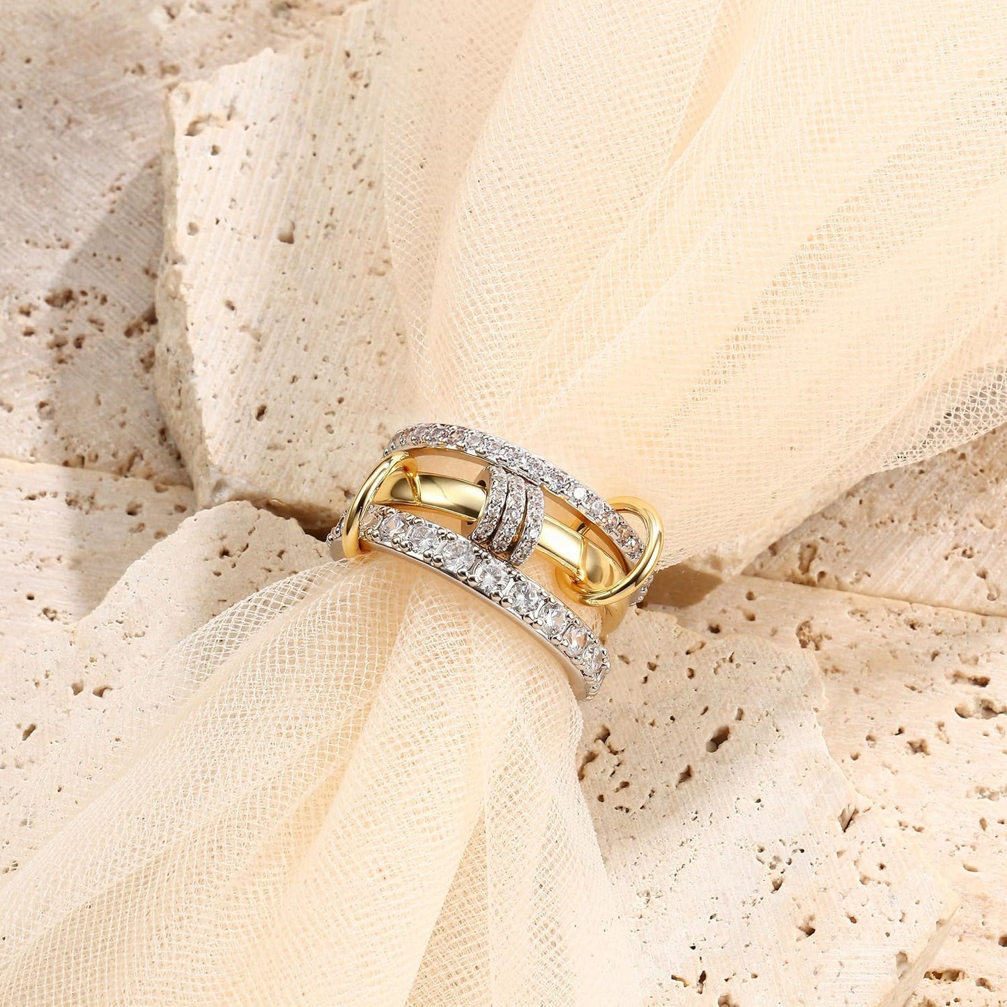PATISORNA Anillos apilables de oro para mujer sin deslustre 18K Ani...