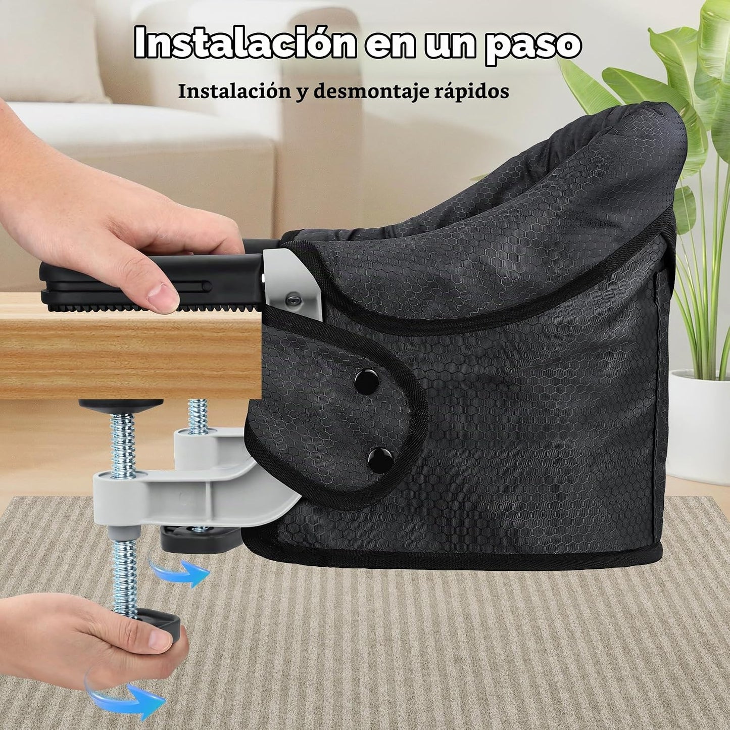 Toogel Silla alta de gancho, asiento plegable con clip de viaje par...