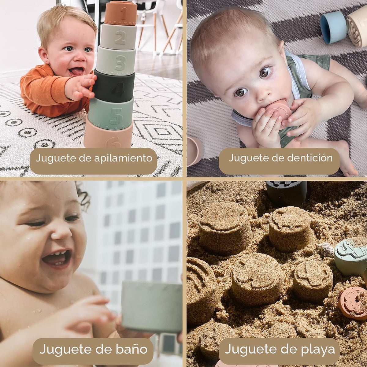 Moonkie Juguete de tazas apilables, juguetes educativos divertidos...