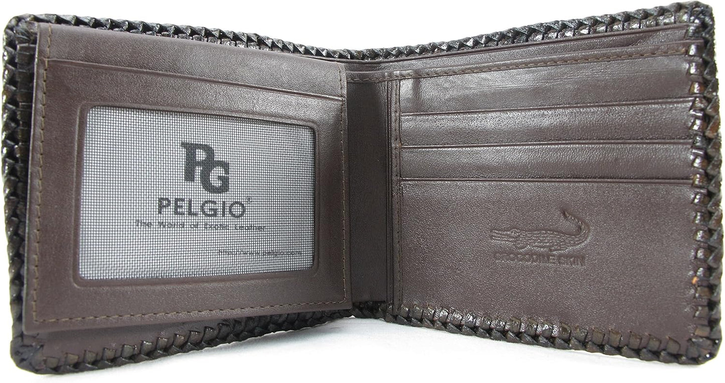 Pelgio Genuino cocodrilo cocodrilo backbone piel hecha a mano doble...