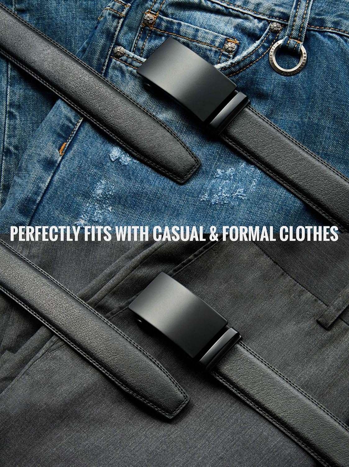 CHAOREN - Cinturón para hombre - Cinturón de trinquete de cuero de...