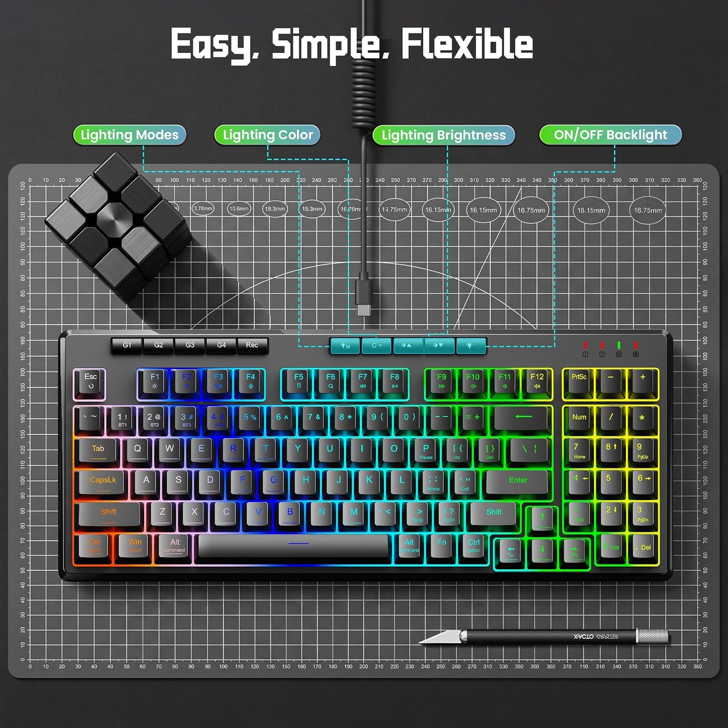 Redragon K517 Pro Teclado para juegos con cable, retroiluminación R...