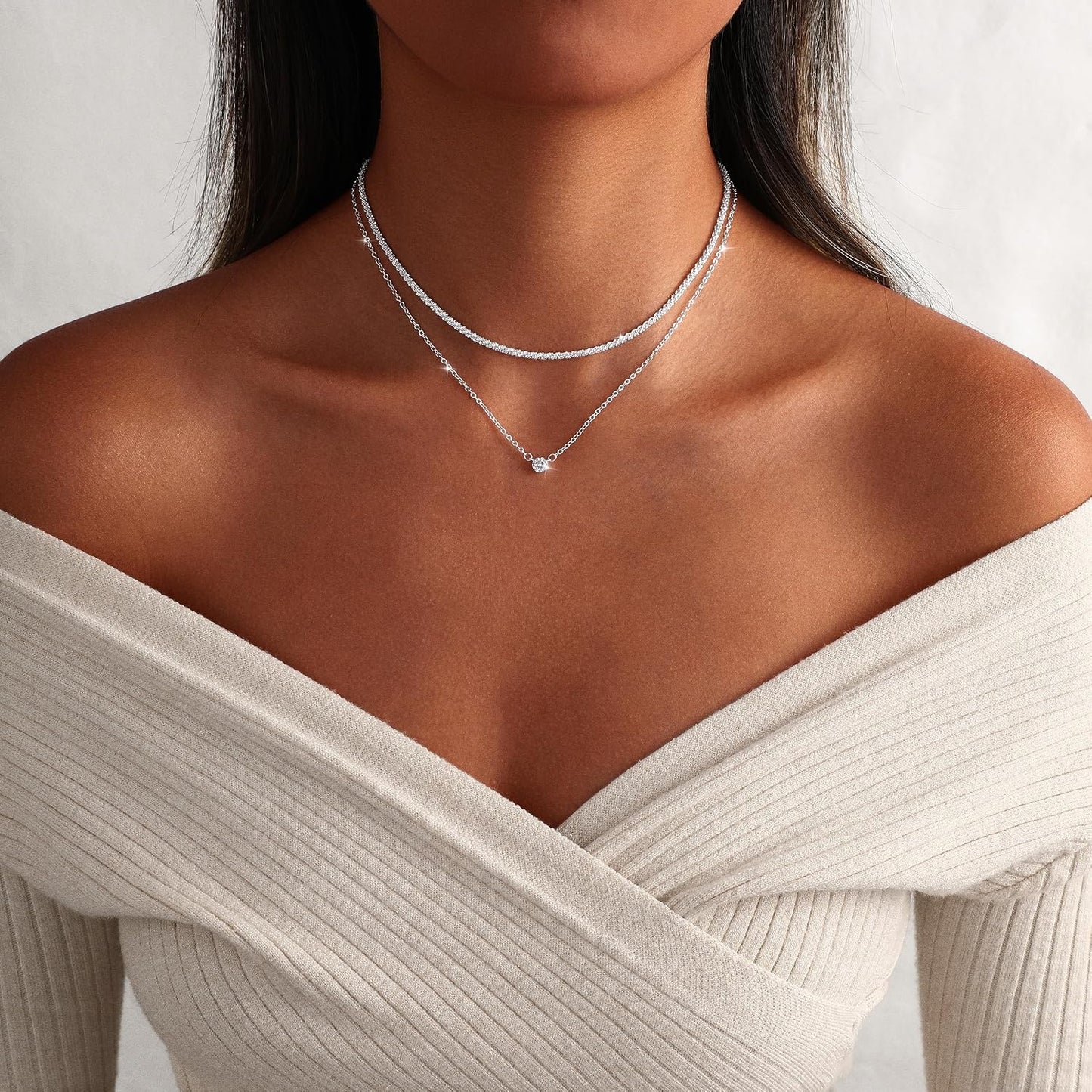 MIDEEO Collares en capas de oro para mujer, chapado en oro de 14 qu...