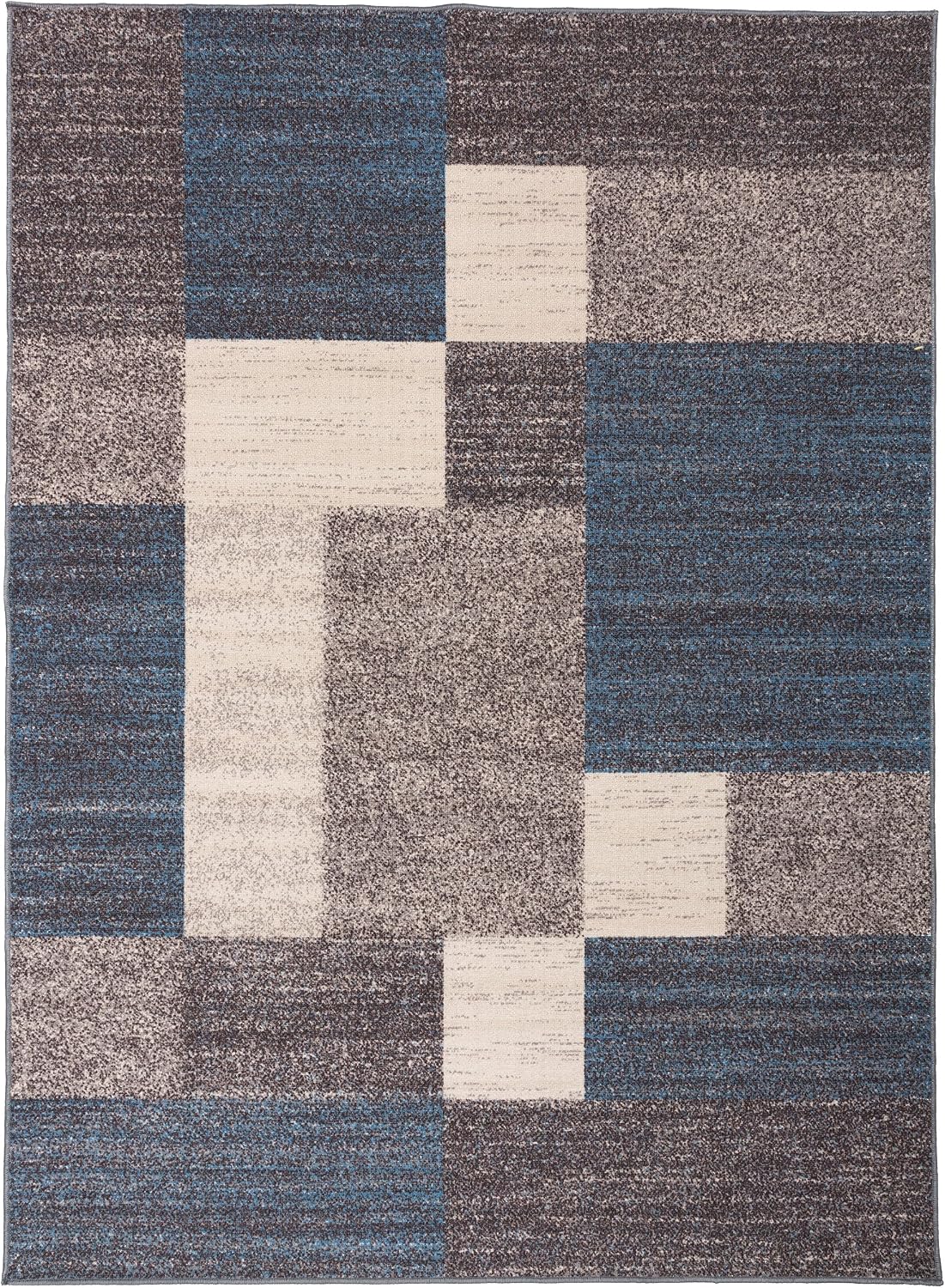 Rugshop Alfombra contemporánea con diseño geométrico azul en cajas,...