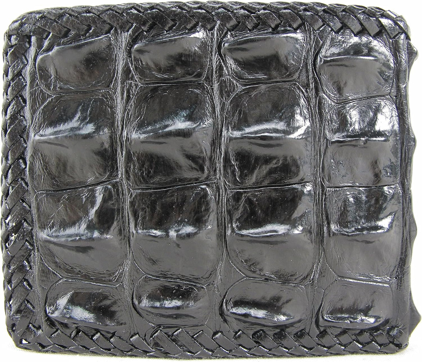 Pelgio Cartera plegable hecha a mano con piel auténtica de cocodril...