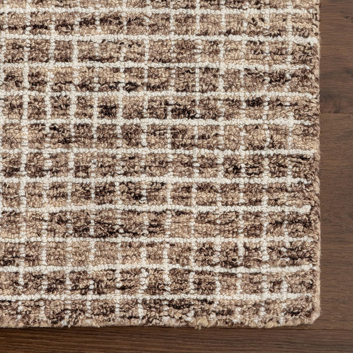 Rugs USA Melrose Marrón\/Marfil, 2.59 m x 3.51 m, Hecho a mano, Lan...