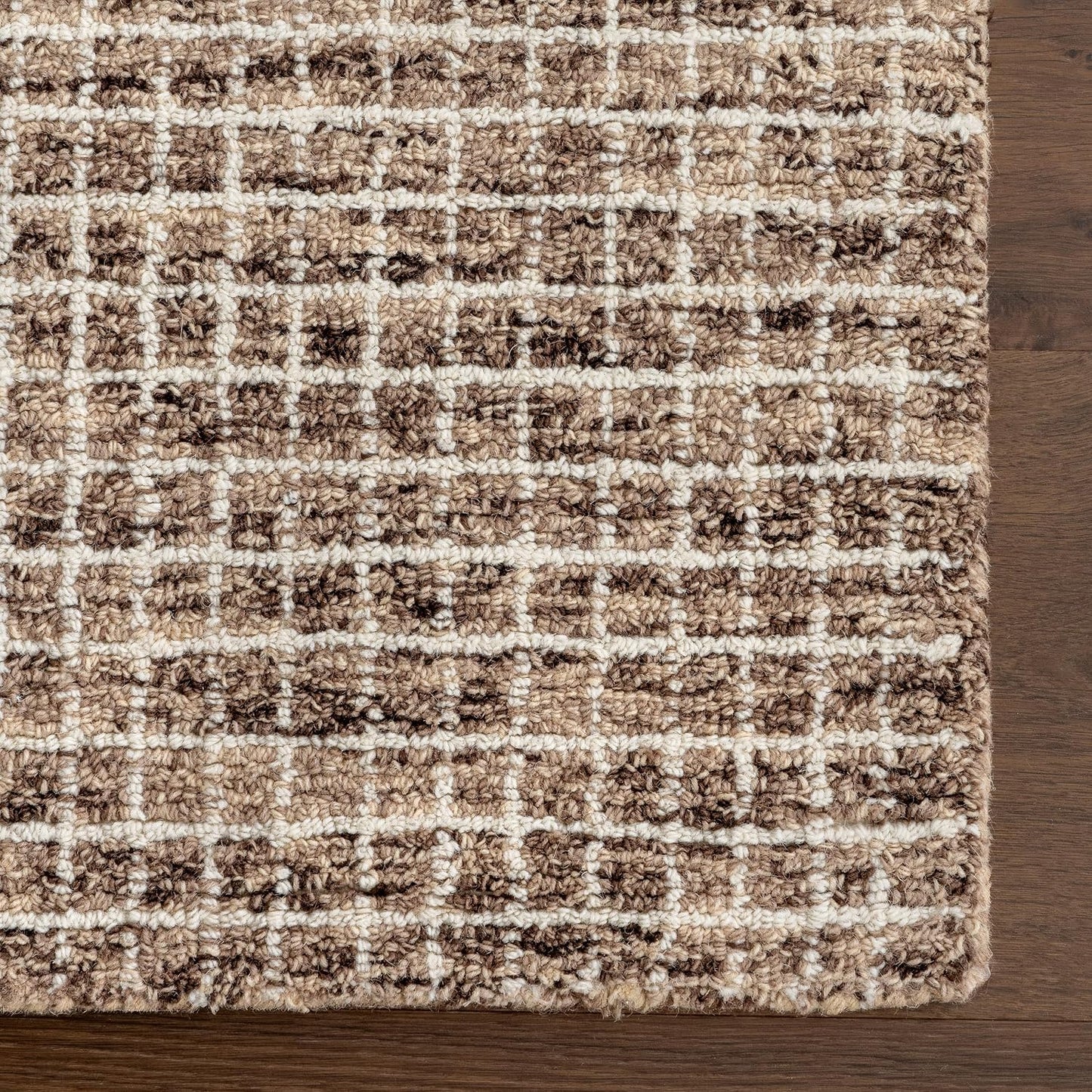Rugs USA Melrose Marrón\/Marfil, 2.59 m x 3.51 m, Hecho a mano, Lan...