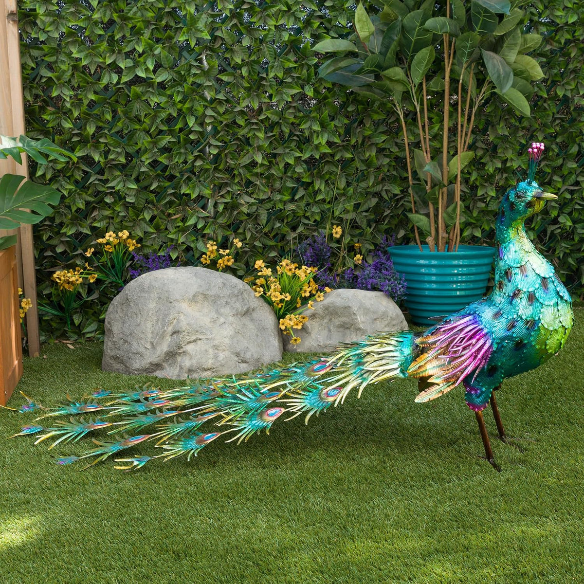 Alpine Corporation HEH378 - Decoración majestuosa de pavo real de m...