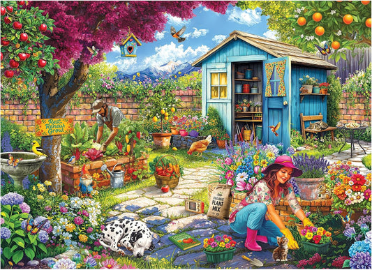 RoseArt Hobby Haven Couple in The Garden - Rompecabezas de 1000 pie...