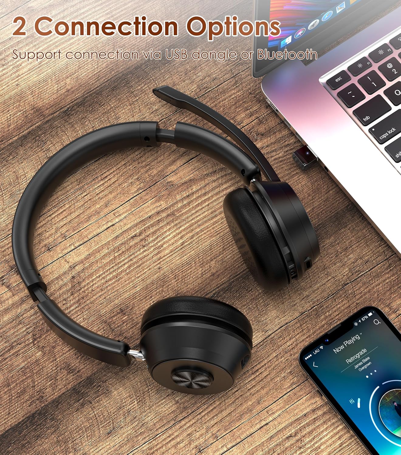 Auriculares inalámbricos con micrófono para el trabajo, Auriculares...