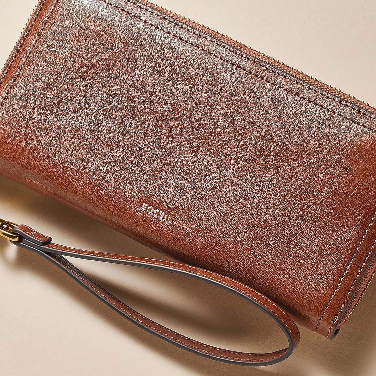 Fossil Logan RFID - Cartera de piel con cierre de cremallera para m...