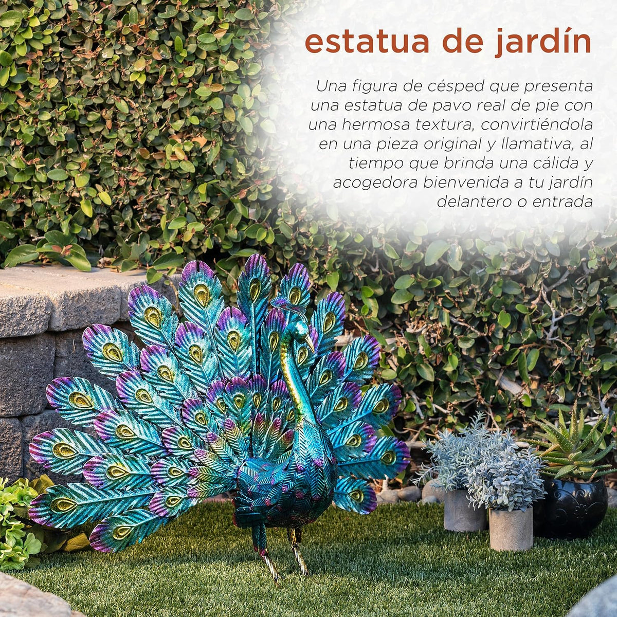Alpine Corporation JUM232 - Estatua de metal de pavorreal para exte...