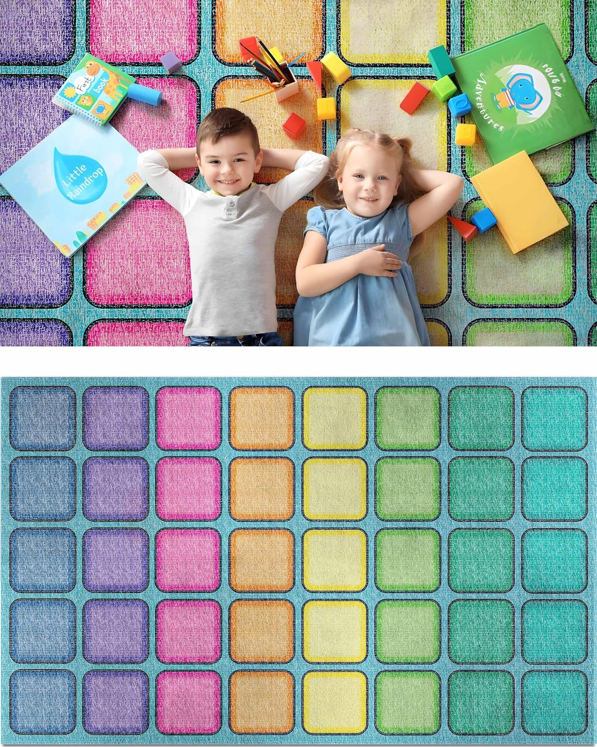OLEEK Alfombra grande para aula primaria de 8 x 13 pulgadas, (lavab...