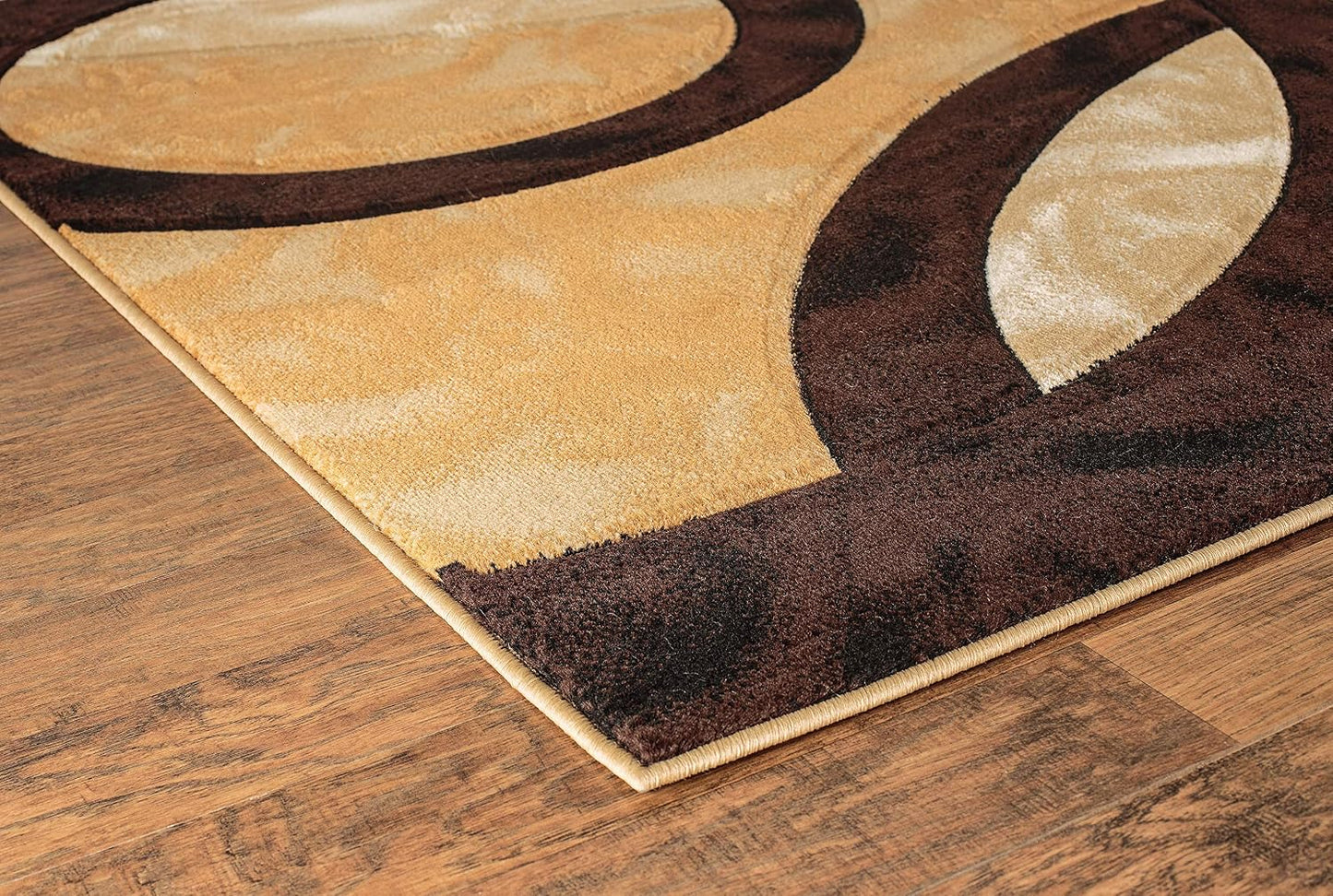 GLORY RUGS - Alfombra moderna de 5x7, círculos marrones, geometría,...