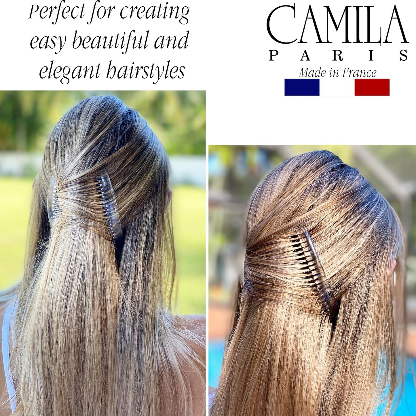 Camila Peines laterales franceses de París, grandes, 4 colores, cad...