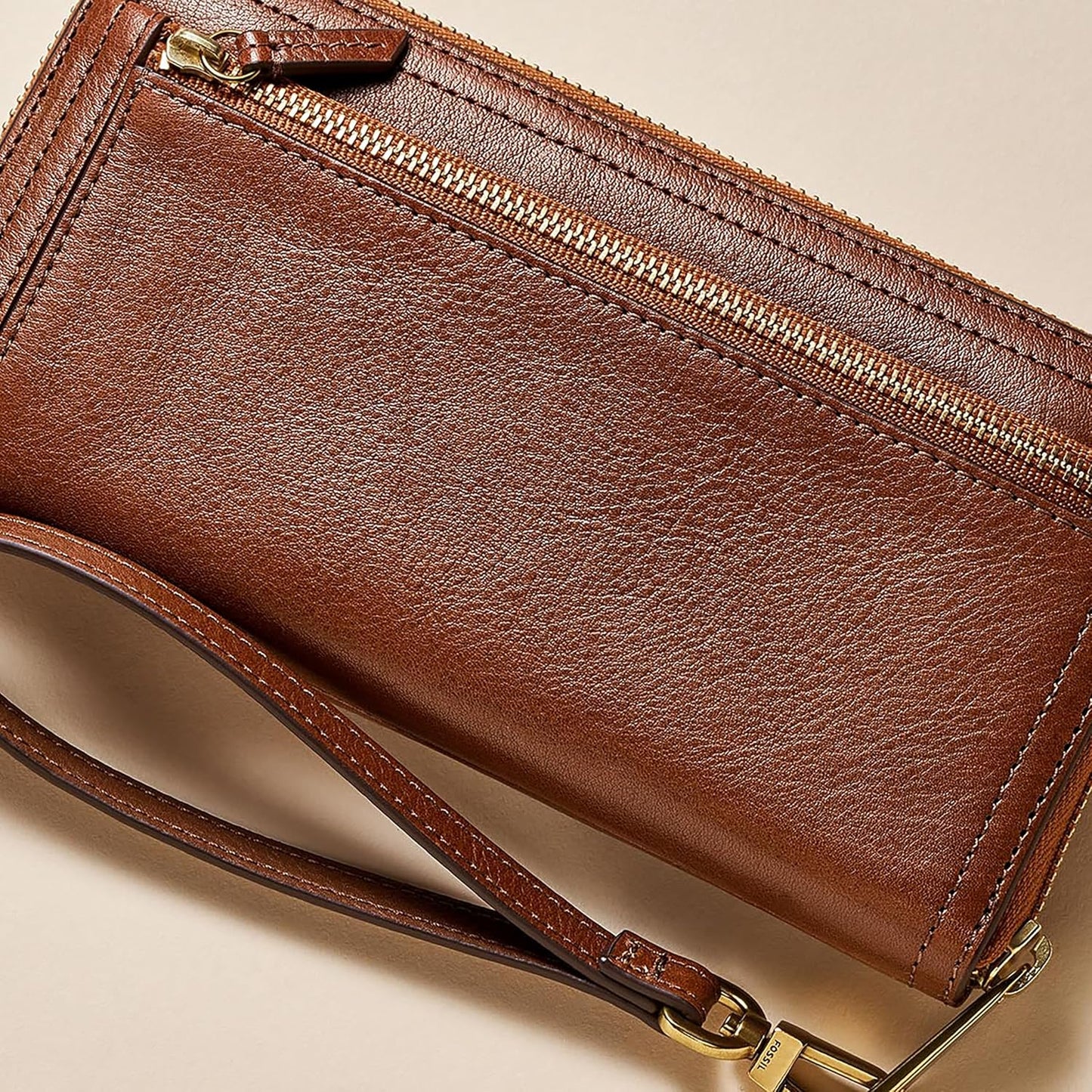 Fossil Logan RFID - Cartera de piel con cierre de cremallera para m...
