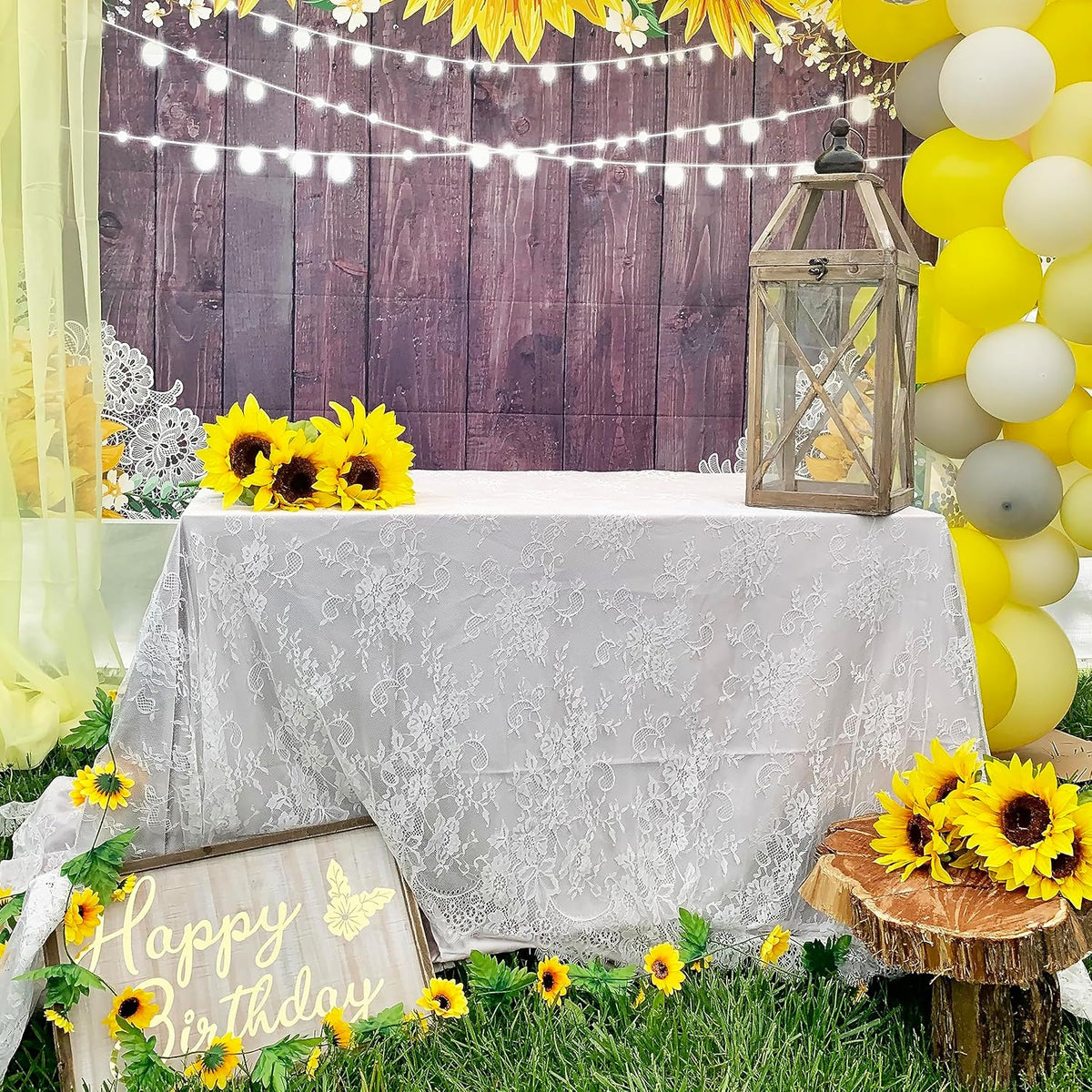 Mantel de encaje blanco para mesa de boda de 60x120 pulgadas, mante...