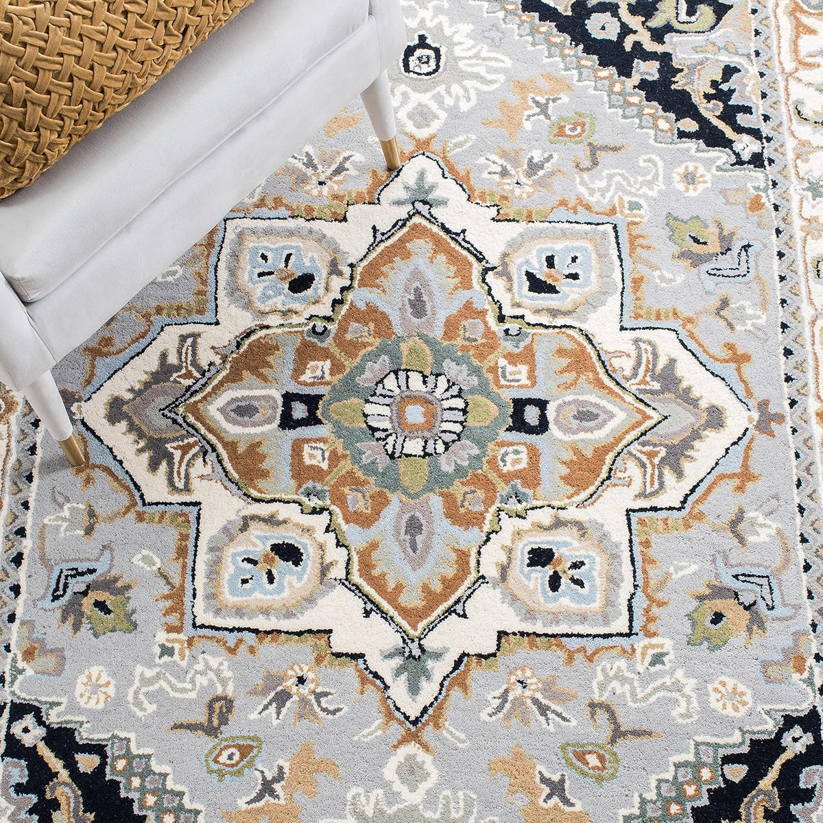 SAFAVIEH Heritage Collection - Alfombra de área de 9 x 12 pies, gri...