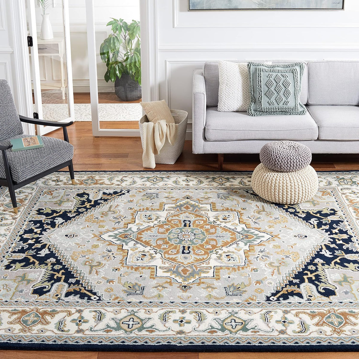 SAFAVIEH Heritage Collection - Alfombra de área de 9 x 12 pies, gri...