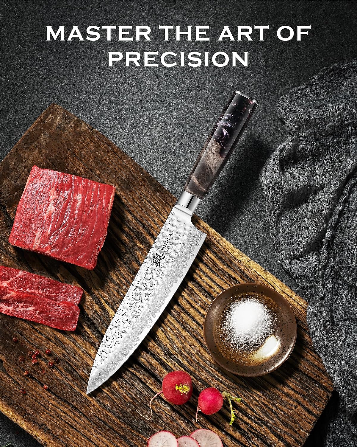 Cuchillo de chef japonés, 67 capas de acero Damasco de 8 pulgadas c...